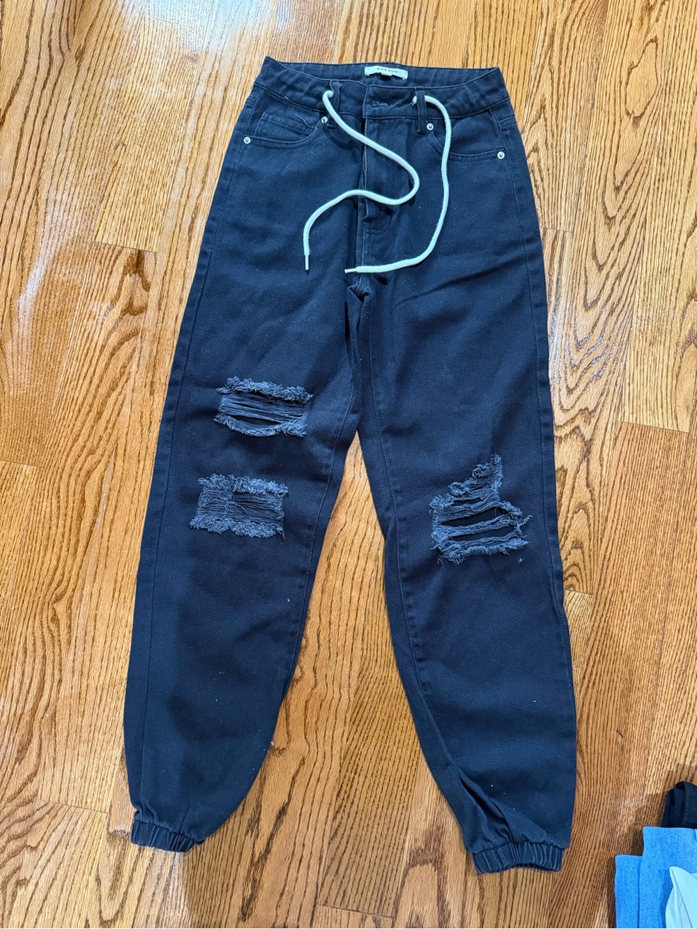PacSun Black Jogger-Style Pants with White Drawstring